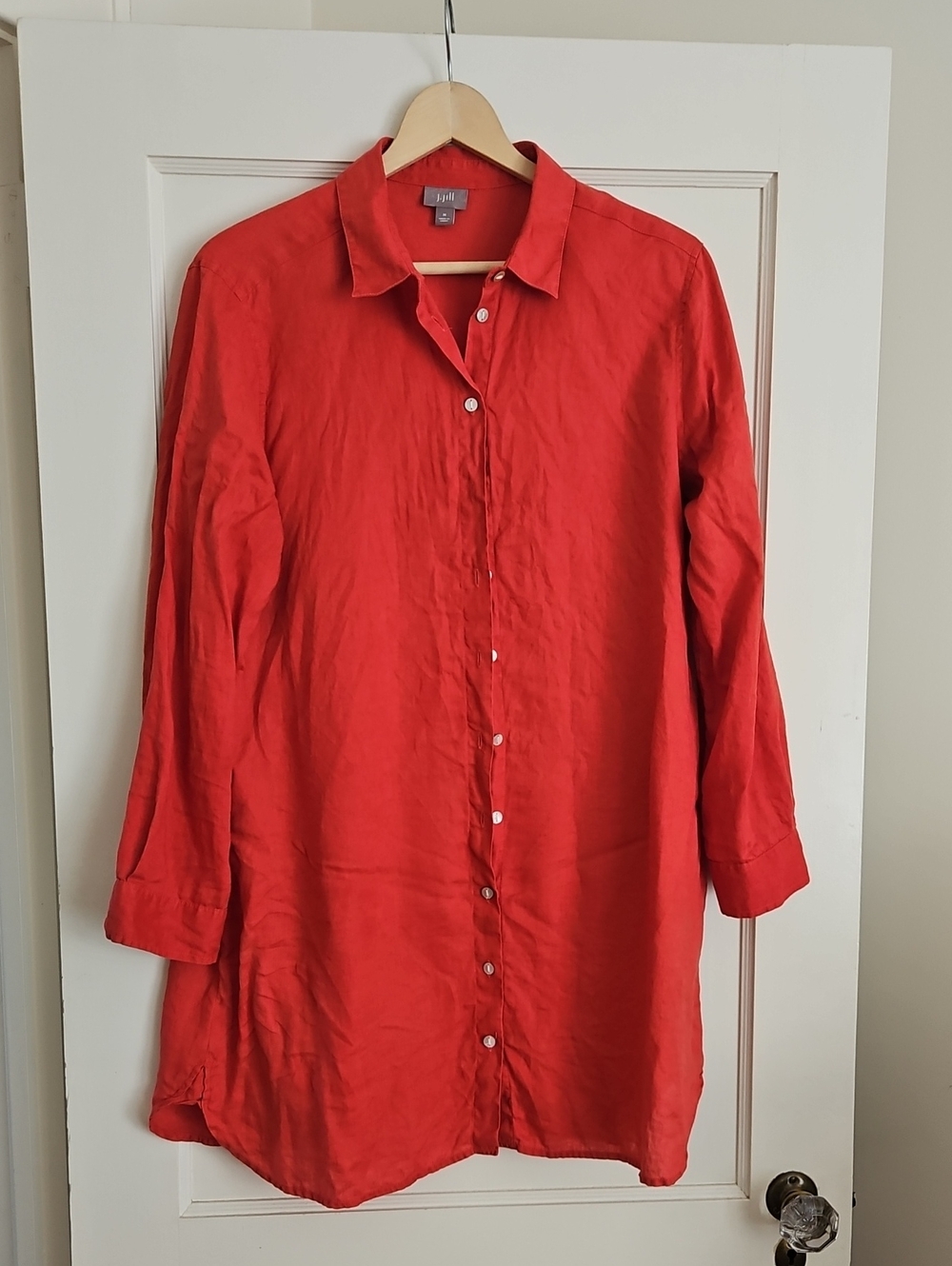 J. Jill Red Button-Front Shirt Dress